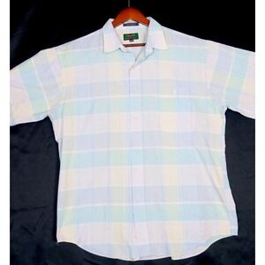 Colours by Alexander Julian Mens Large Pastel Plaid Short Slv Button Down Shirt